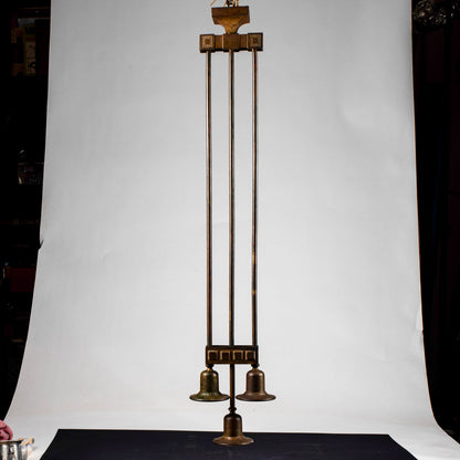 Lampadario Art decò  in metallo ottone a 3 luci