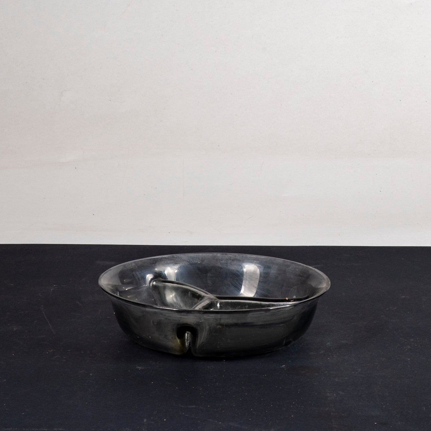Piatto in vetro Murano fumé originale Italia 1920 con divisori