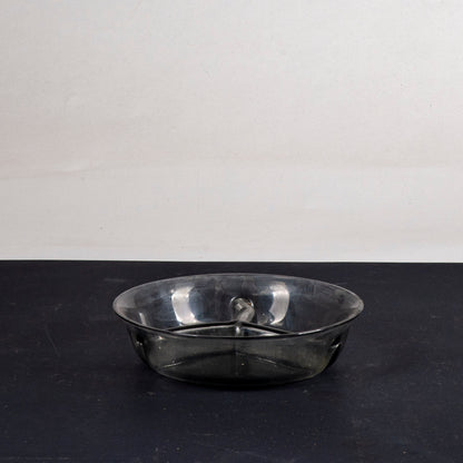 Piatto in vetro Murano fumé originale Italia 1920 con divisori