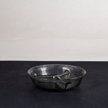 Piatto in vetro Murano fumé originale Italia 1920 con divisori