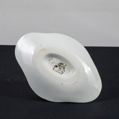 Salsiera firmata S.C.Richard ceramica bianca con decori a fiori  Italia XX sec