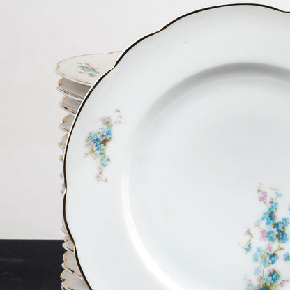 Set 15 piatti piani decorati floreali ceramica 1950
