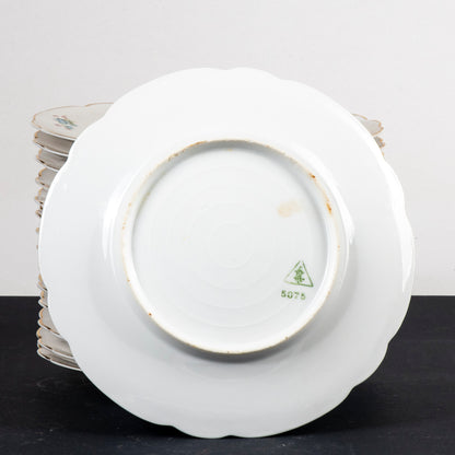 Set 15 piatti piani decorati floreali ceramica 1950