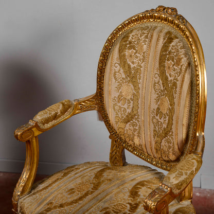 Coppia di poltrone dorate stile Napoleone III