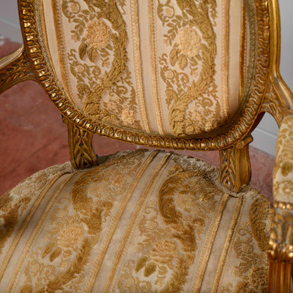 Coppia di poltrone dorate stile Napoleone III
