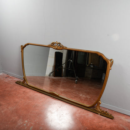 Specchiera orizzontale con decori a foglia oro Italia 1960