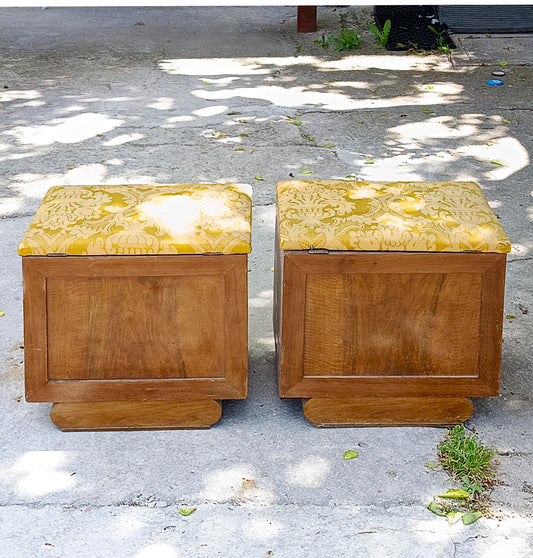 coppia pouf sgabelli comodini art deco