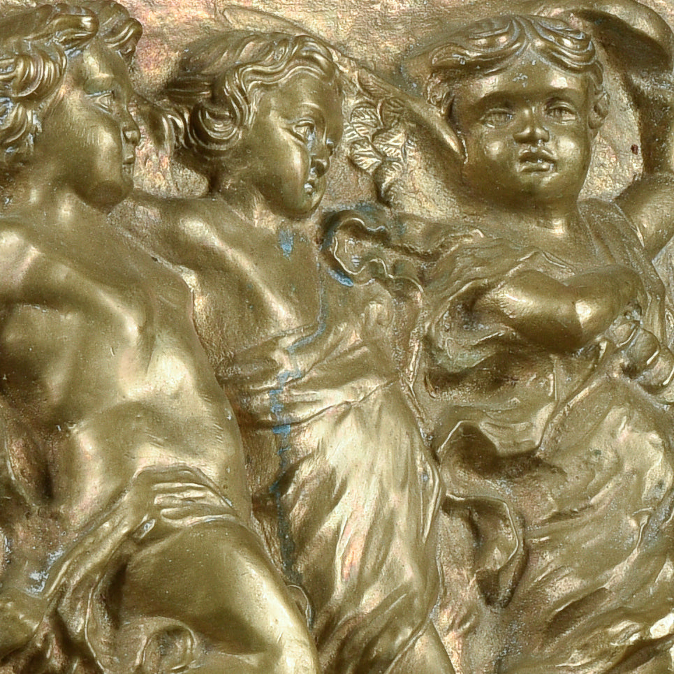 placca fusione ottone putti con musici danzanti