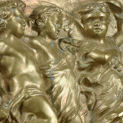 placca fusione ottone putti con musici danzanti