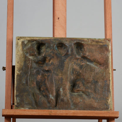 placca fusione ottone putti con musici danzanti