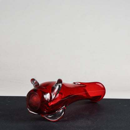 Vaso in vetro  Murano rosso produzione artigianale Italia  1960