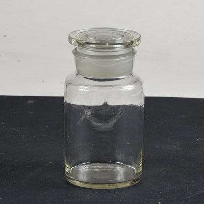 Barattolo in vetro trasparente da farmacia  epoca 1900