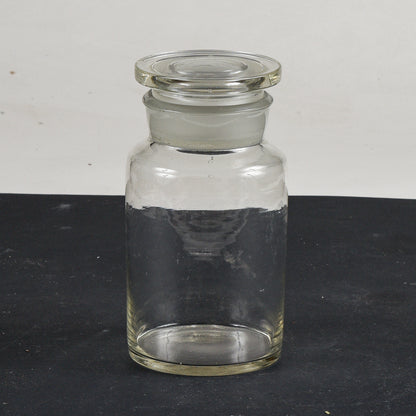 Barattolo in vetro trasparente da farmacia  epoca 1900