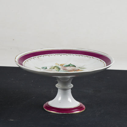 Alzatina in ceramica con decoro floreale marcata PW epoca primo 900