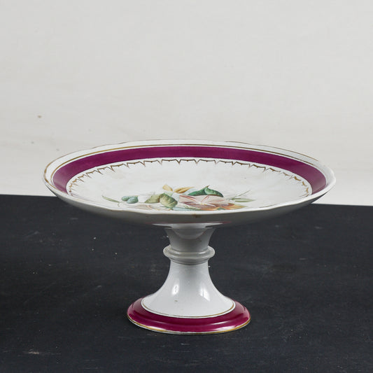Alzatina in ceramica con decoro floreale marcata PW epoca primo 900