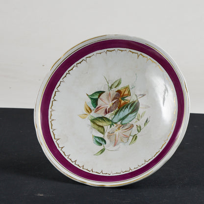 Alzatina in ceramica con decoro floreale marcata PW epoca primo 900