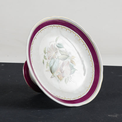 Alzatina in ceramica con decoro floreale marcata PW epoca primo 900