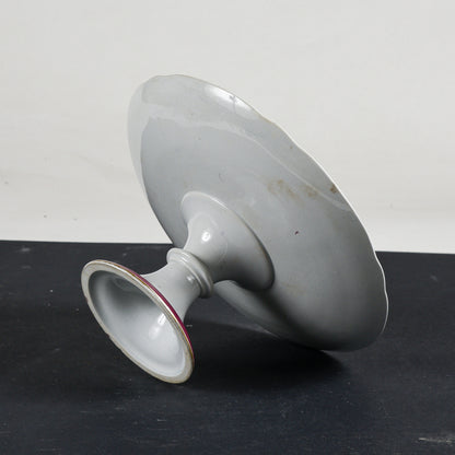 Alzatina in ceramica con decoro floreale marcata PW epoca primo 900