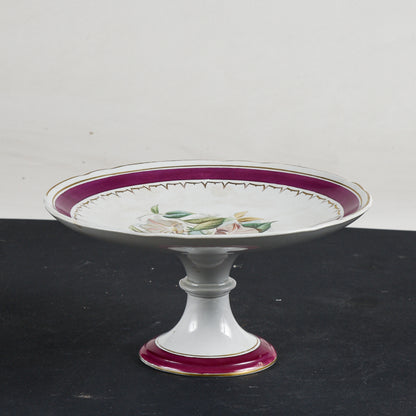 Alzatina in ceramica con decoro floreale marcata PW epoca primo 900