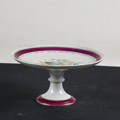 Alzatina in ceramica con decoro floreale marcata PW epoca primo 900