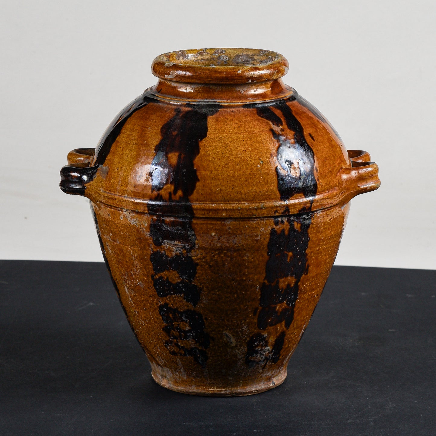 Vaso orcio in terracotta invetriato con doppi manici  epoca primo 1900