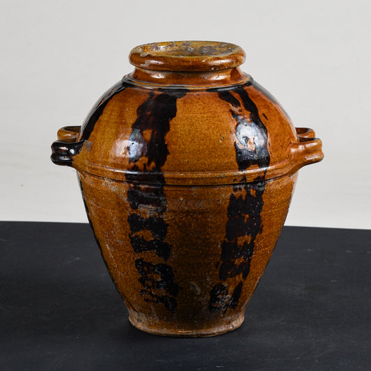 Vaso orcio in terracotta invetriato con doppi manici  epoca primo 1900