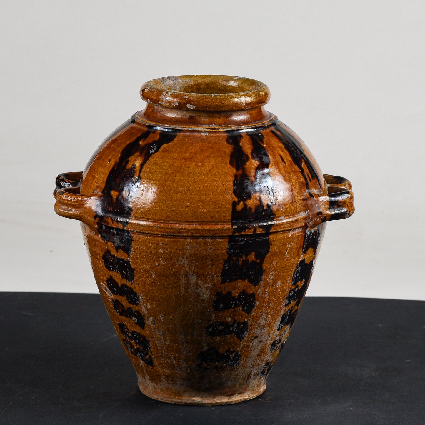 Vaso orcio in terracotta invetriato con doppi manici  epoca primo 1900