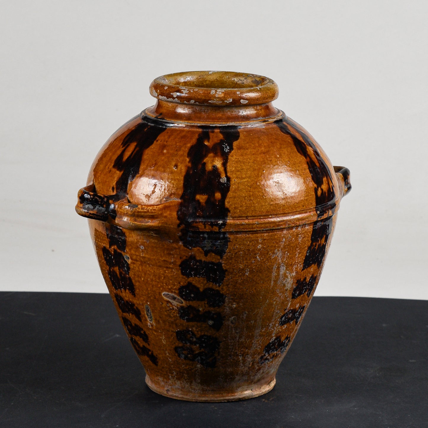 Vaso orcio in terracotta invetriato con doppi manici  epoca primo 1900