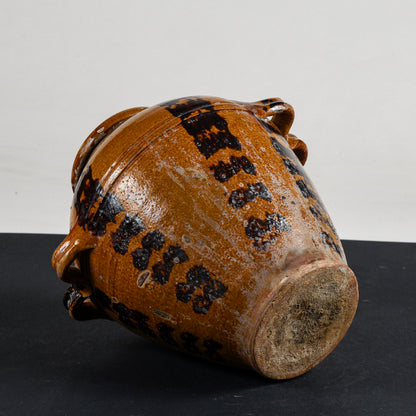 Vaso orcio in terracotta invetriato con doppi manici  epoca primo 1900