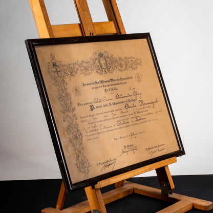 Attestato di laurea in lettere Università di Bologna epoca 1930