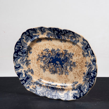 Piatto vassoio ceramica bianca e blu marcato Granite China R & A