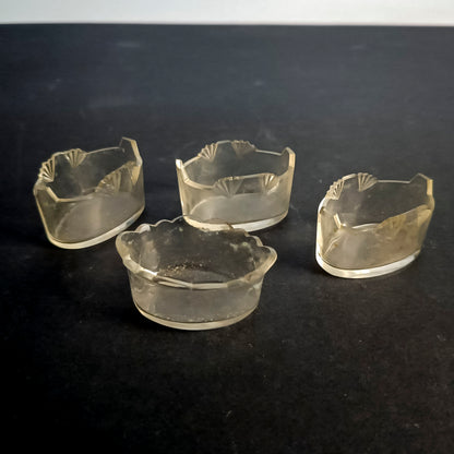 Set di 4 cestini ciotole piatti in vetro smerigliato e lavorato inizio XX secolo Art Deco