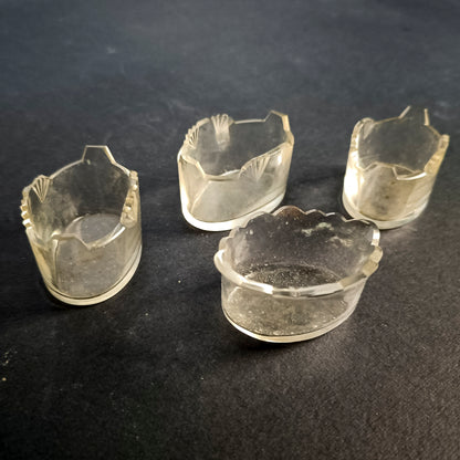 Set di 4 cestini ciotole piatti in vetro smerigliato e lavorato inizio XX secolo Art Deco