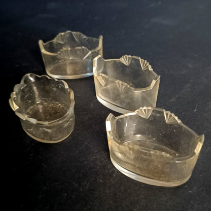 Set di 4 cestini ciotole piatti in vetro smerigliato e lavorato inizio XX secolo Art Deco