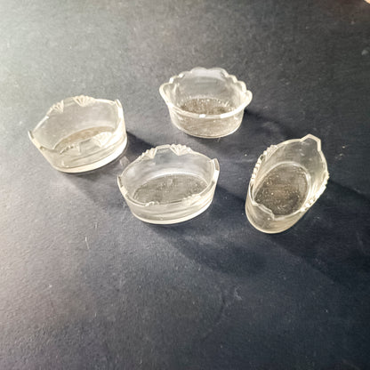 Set di 4 cestini ciotole piatti in vetro smerigliato e lavorato inizio XX secolo Art Deco