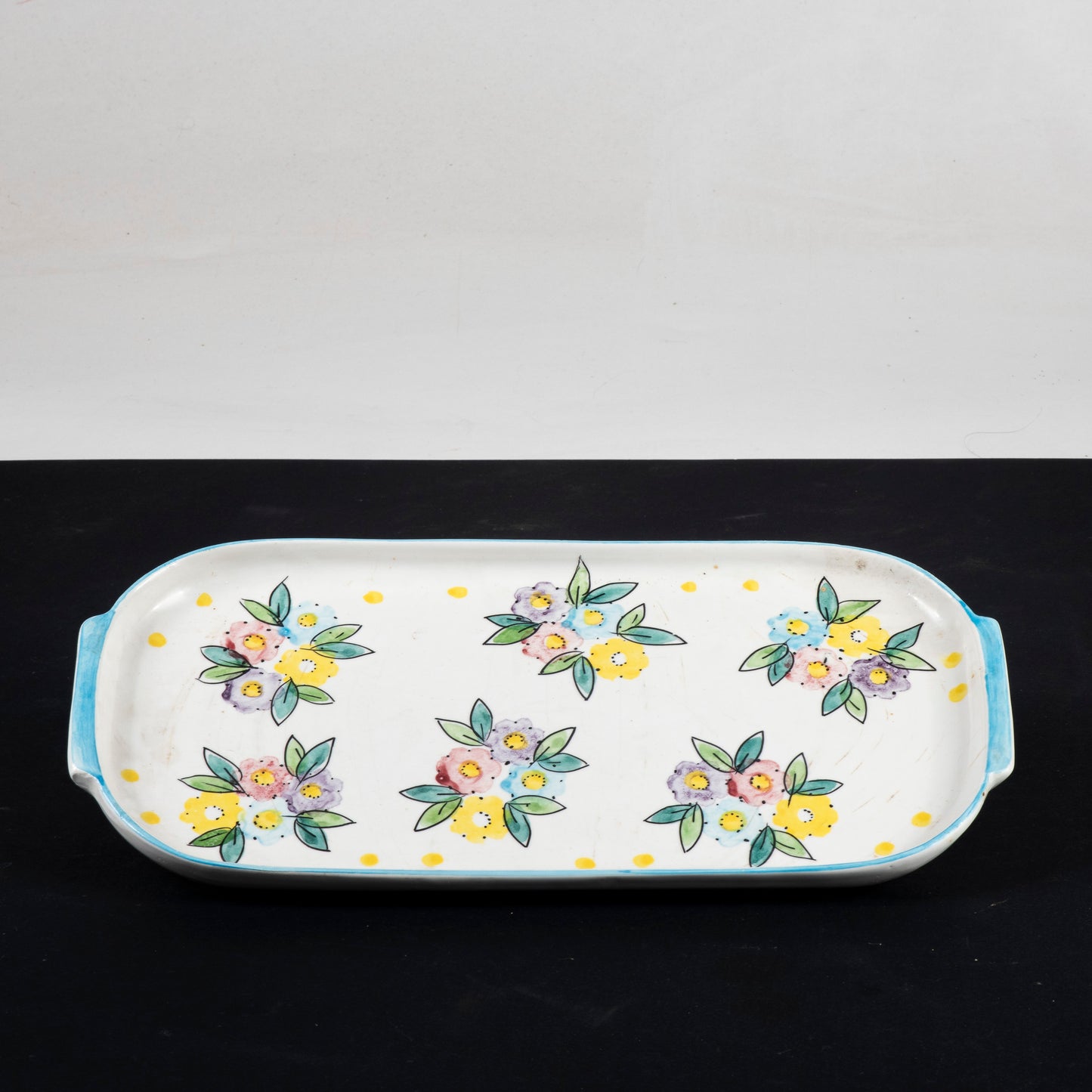 Set tazzine vassoio e lattiera firmate SIC decorate a mano Italia 1950