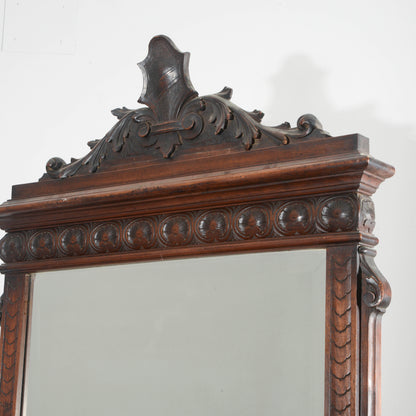 Credenza con specchiera in noce intagliata Italia epoca fine 1800
