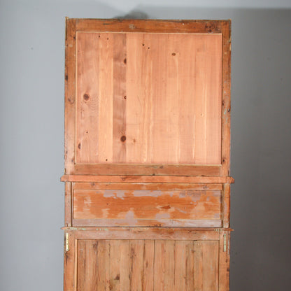 Credenza vetrina doppio corpo Liberty in abete Italia 1920