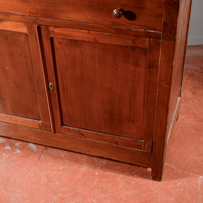 Credenza vetrina doppio corpo Liberty in abete Italia 1920