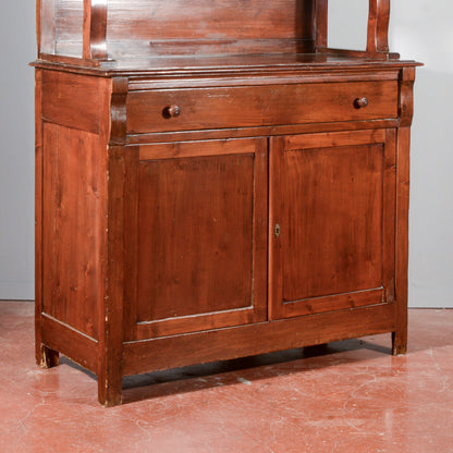 Credenza vetrina doppio corpo Liberty in abete Italia 1920