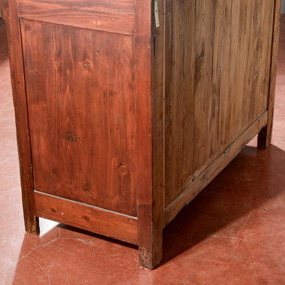 Credenza vetrina doppio corpo Liberty in abete Italia 1920