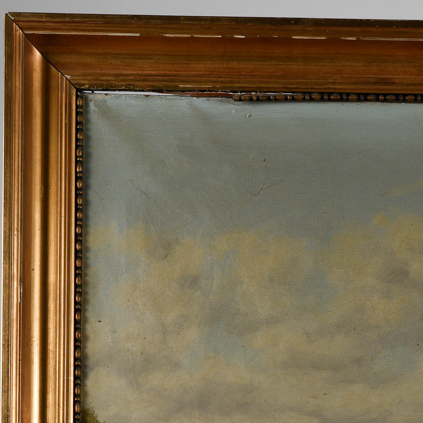 Quadro paesaggio  olio su tela cornice foglia oro epoca primi 900