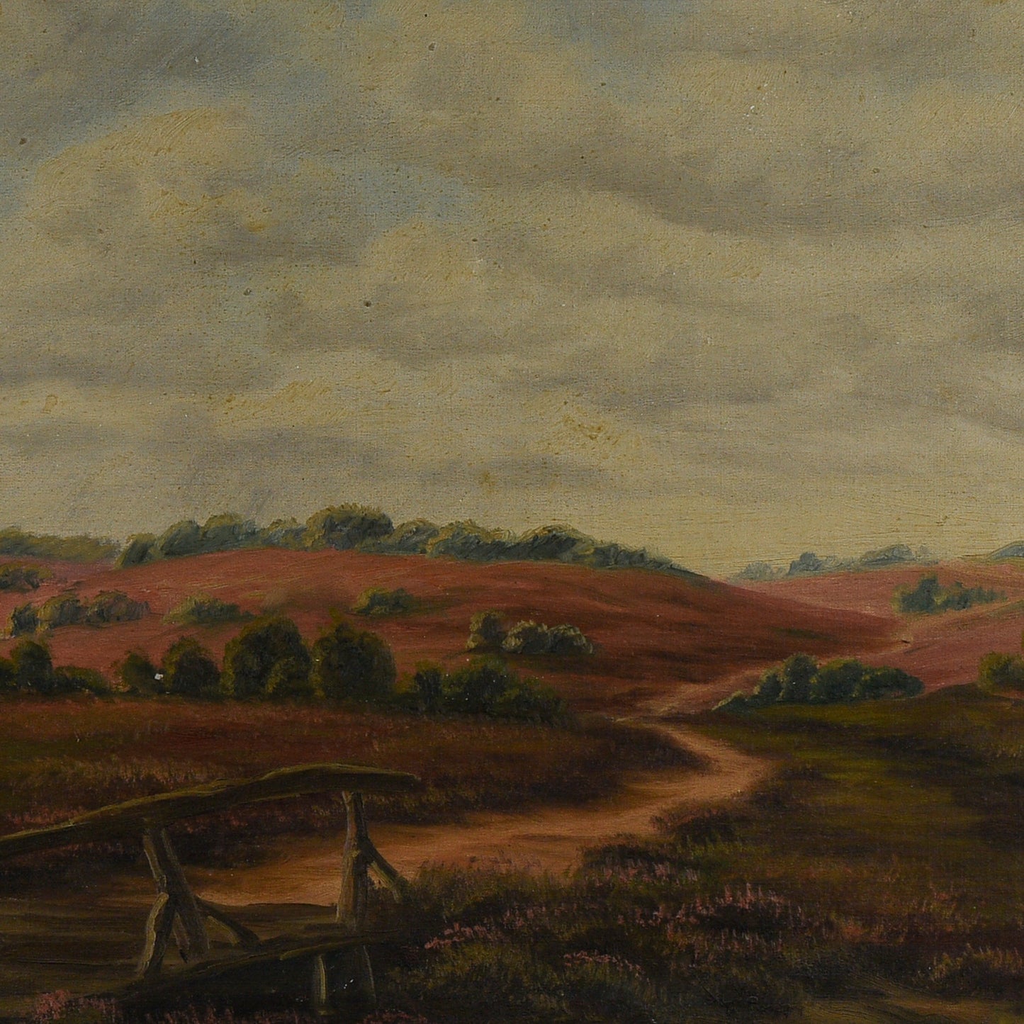 Quadro paesaggio  olio su tela cornice foglia oro epoca primi 900