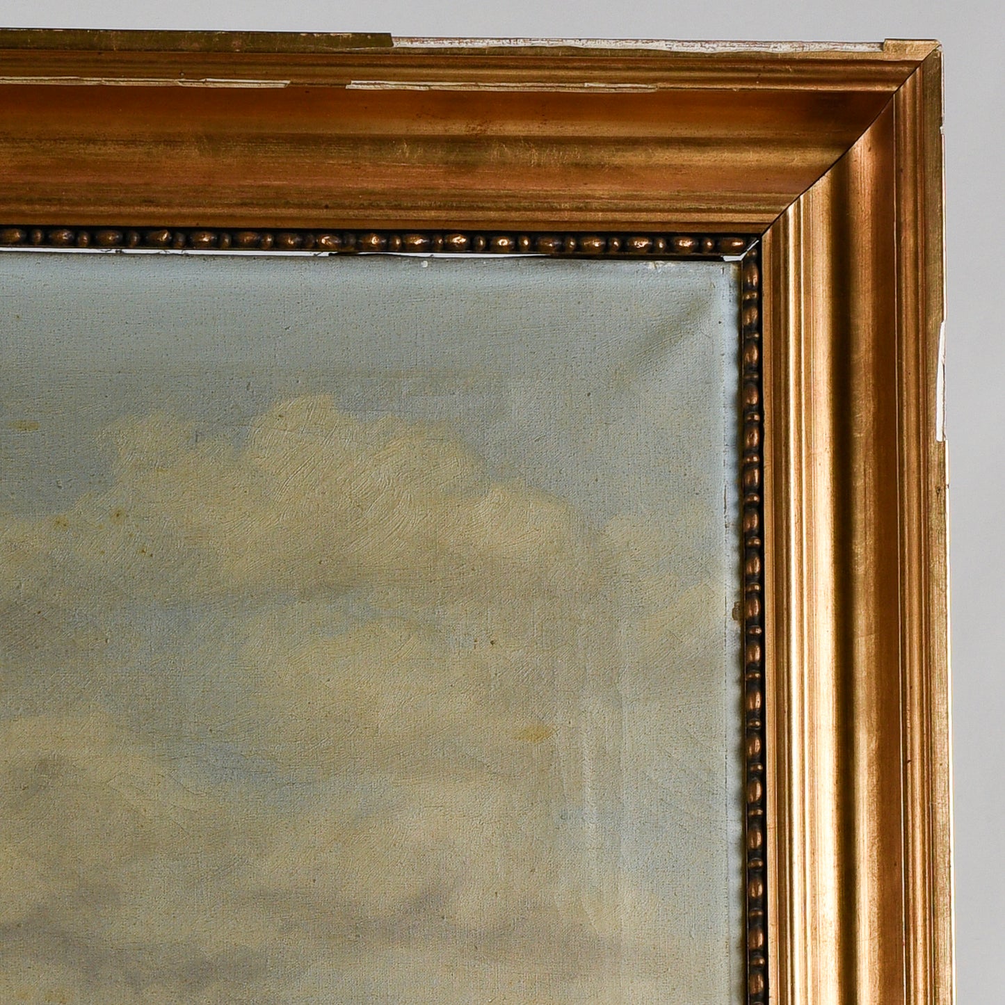 Quadro paesaggio  olio su tela cornice foglia oro epoca primi 900