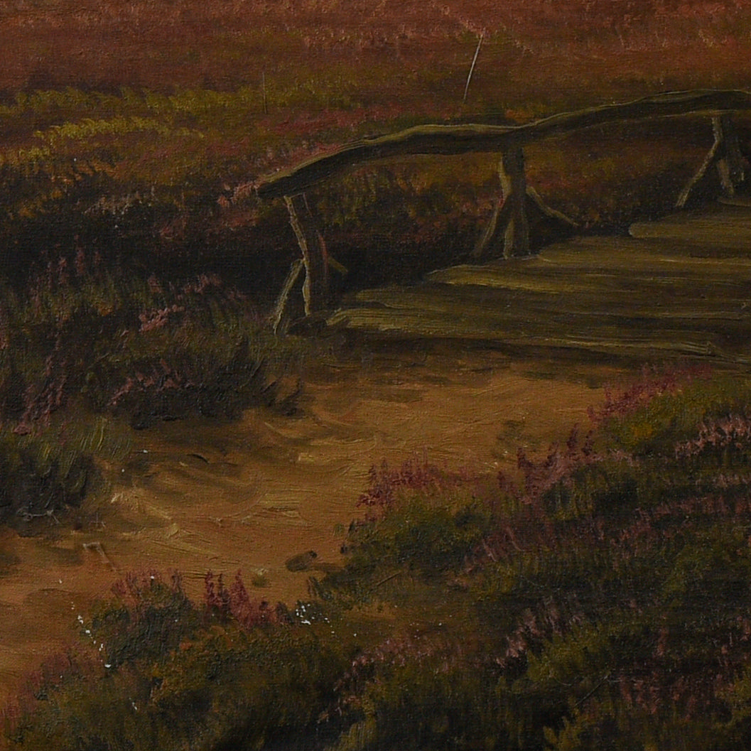 Quadro paesaggio  olio su tela cornice foglia oro epoca primi 900