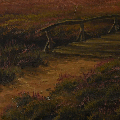 Quadro paesaggio  olio su tela cornice foglia oro epoca primi 900