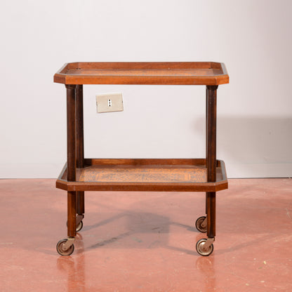 Carrello portavivande intarsiato,  e con doppio piano  Italia 1940