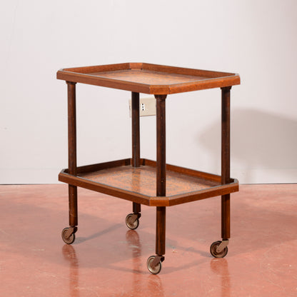 Carrello portavivande intarsiato,  e con doppio piano  Italia 1940