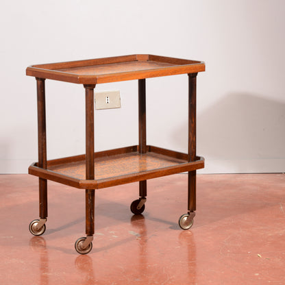 Carrello portavivande intarsiato,  e con doppio piano  Italia 1940
