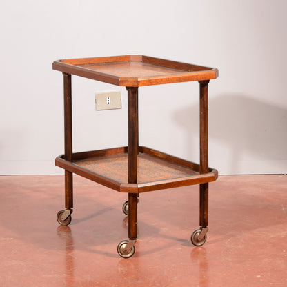 Carrello portavivande intarsiato,  e con doppio piano  Italia 1940